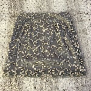 Sheer Floral Embroidered Overlay Skirt